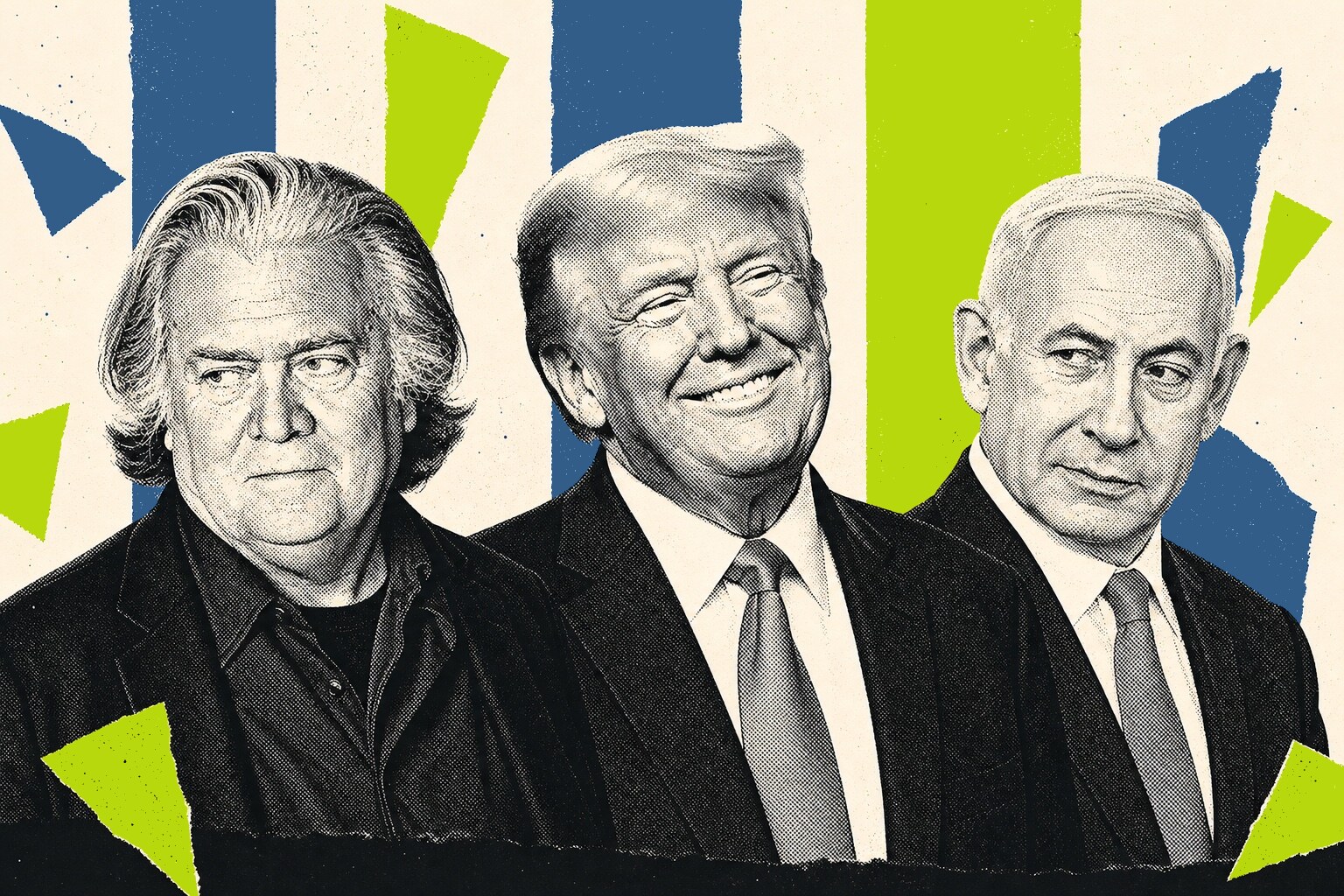 Steve Bannon, Donald Trump, Benjamin Netanyahu
