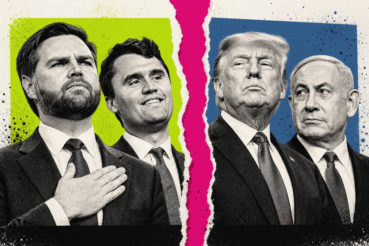 JD Vance, Charlie Kirk, Donald Trump and Benjamin Netanyahu