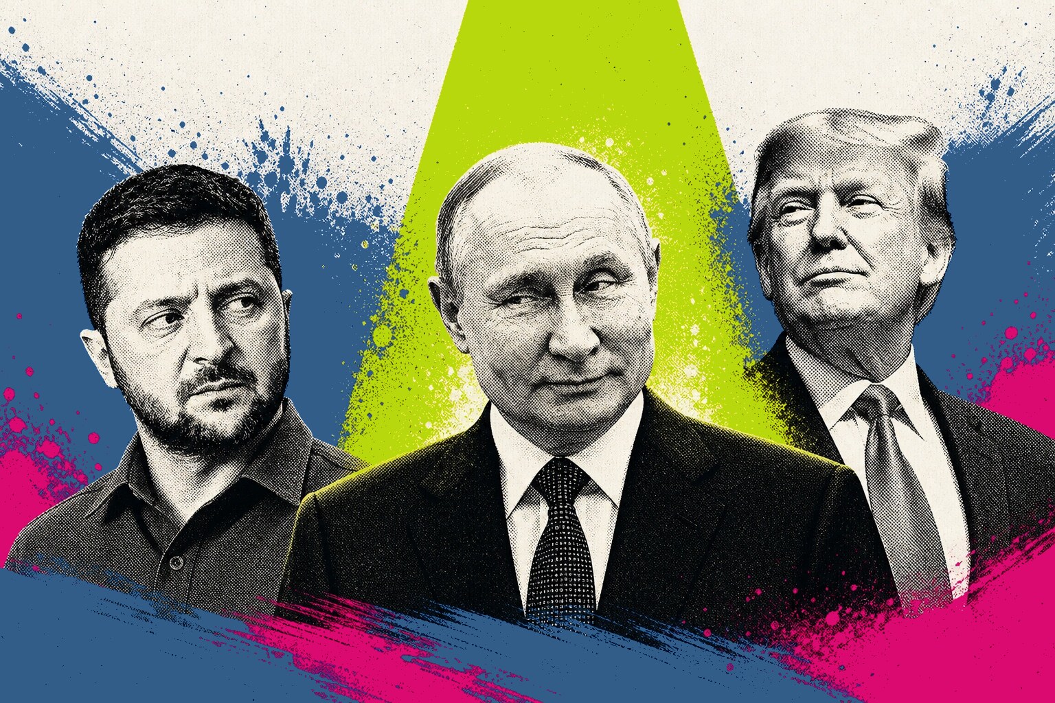 Volodymyr Zelenskyy, Vladimir Putin, Donald Trump