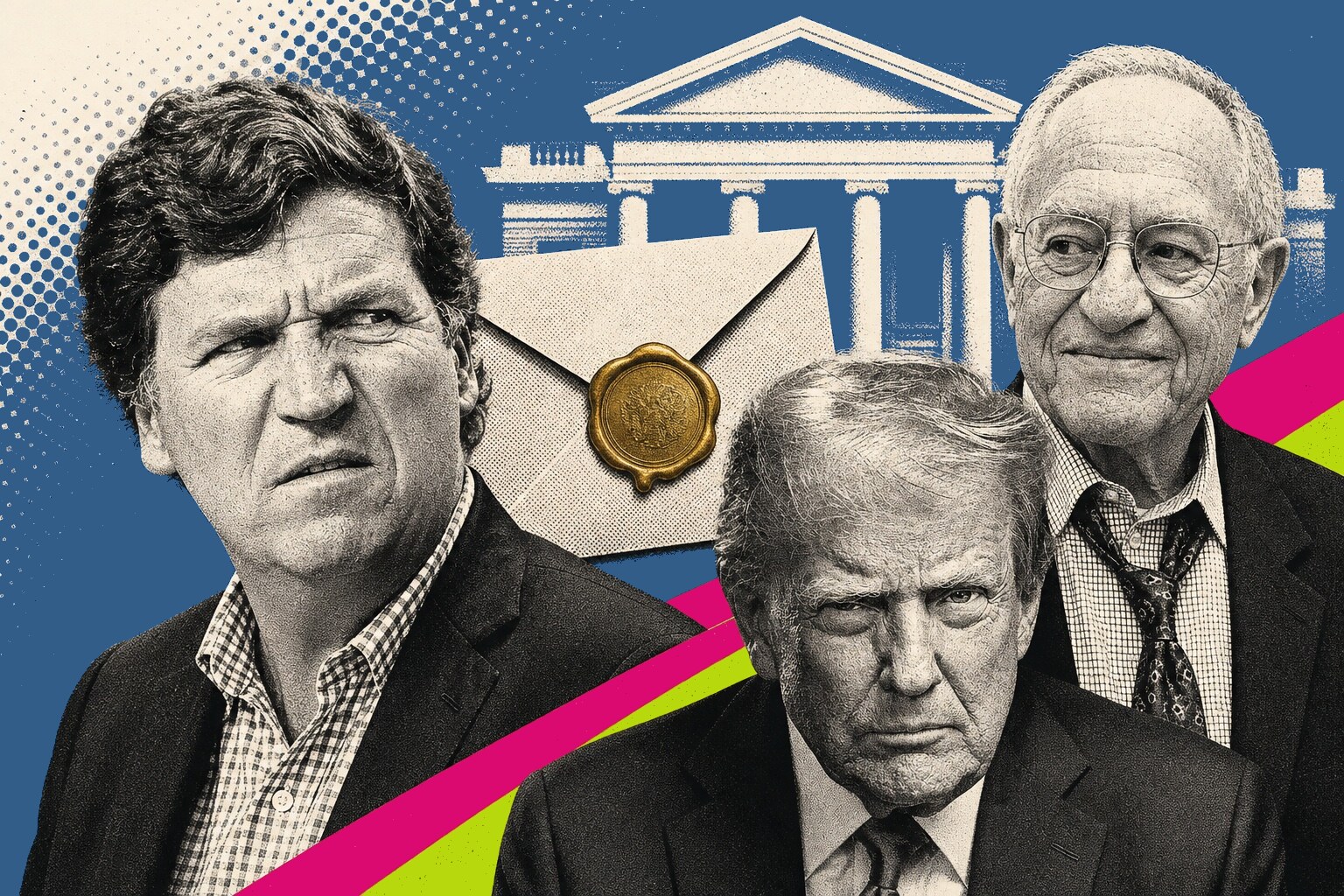 Tucker Carlson, Alan Dershowitz, Donald Trump