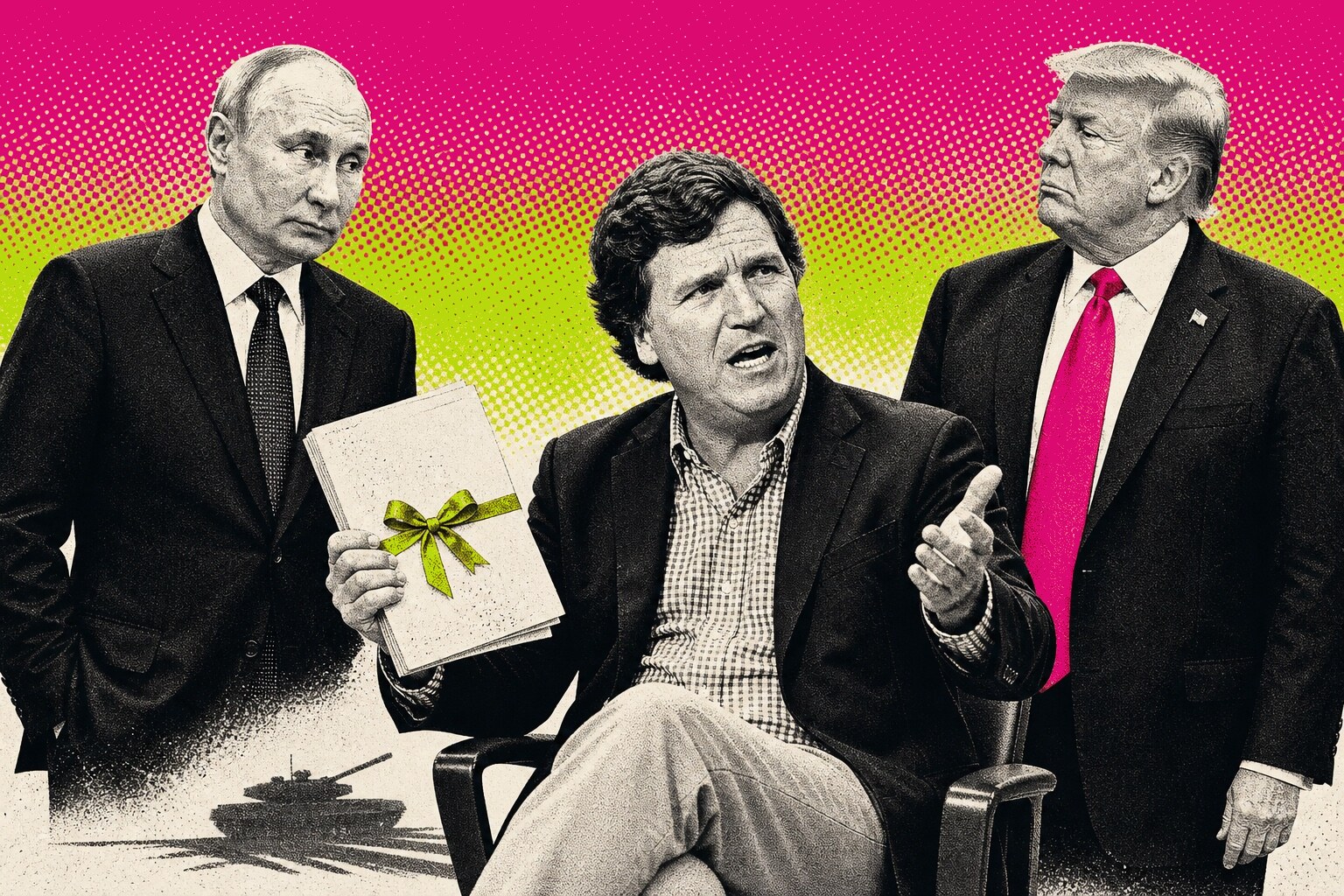 Tucker Carlson, Vladimir Putin, Donald Trump