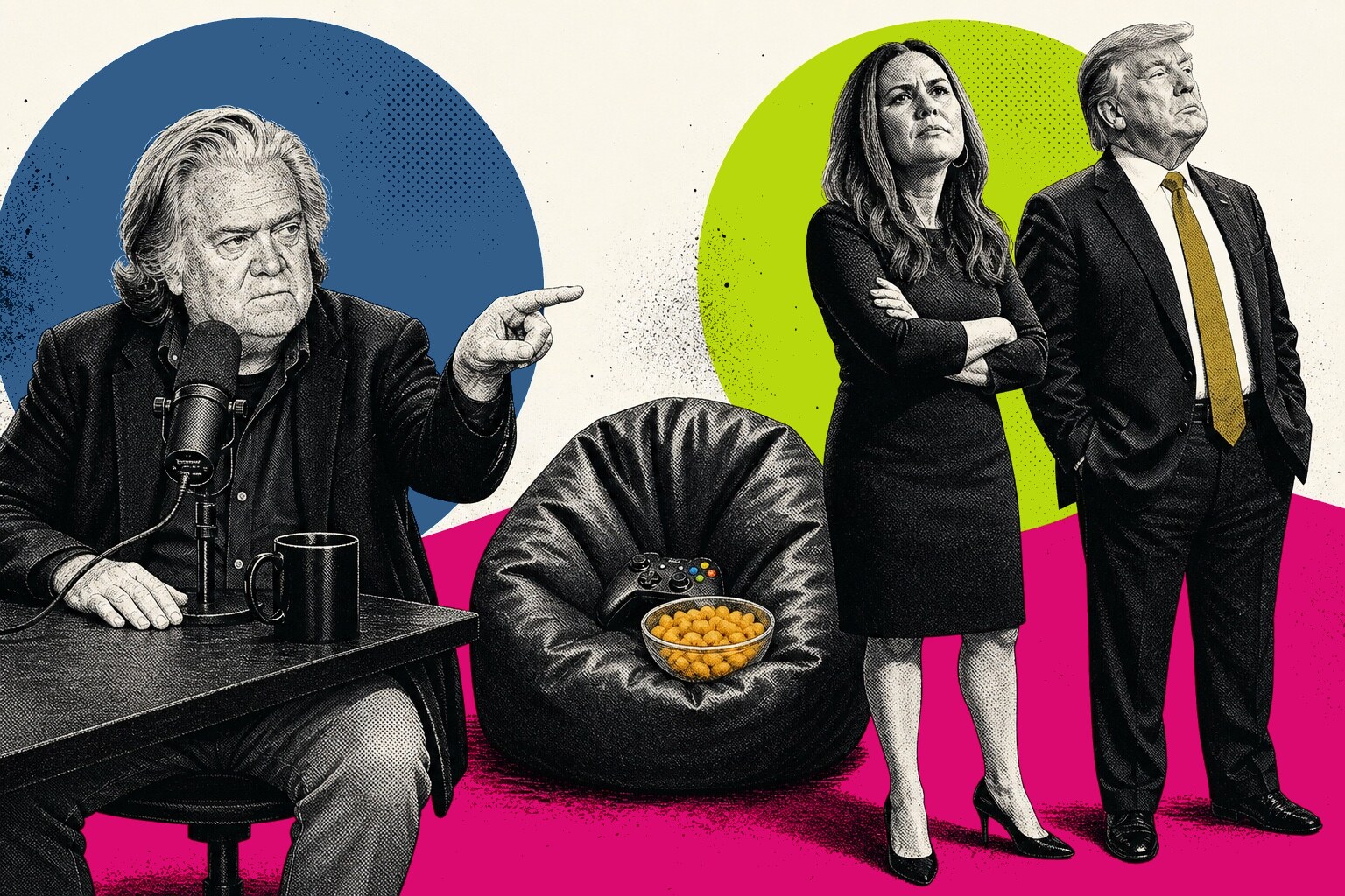 Steve Bannon, Sarah Huckabee Sanders, Donald Trump