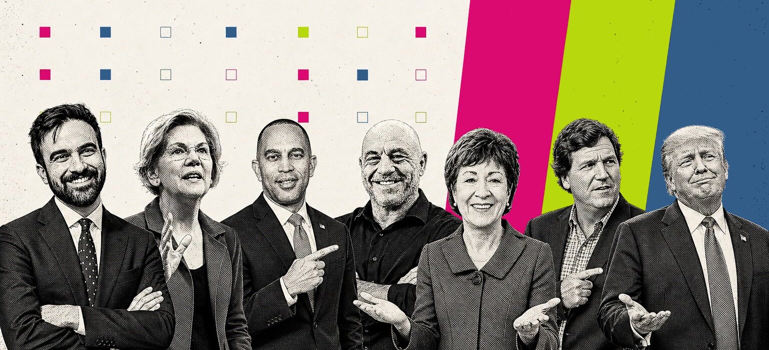 Seven figures across the American political spectrum, from the left to the right